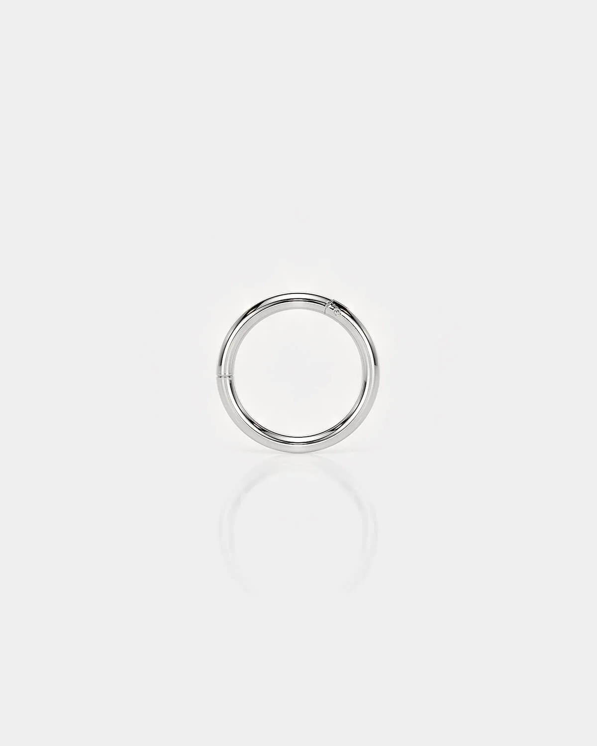 Highly polished titanium hinged segment ring for piercings on a light gray background.